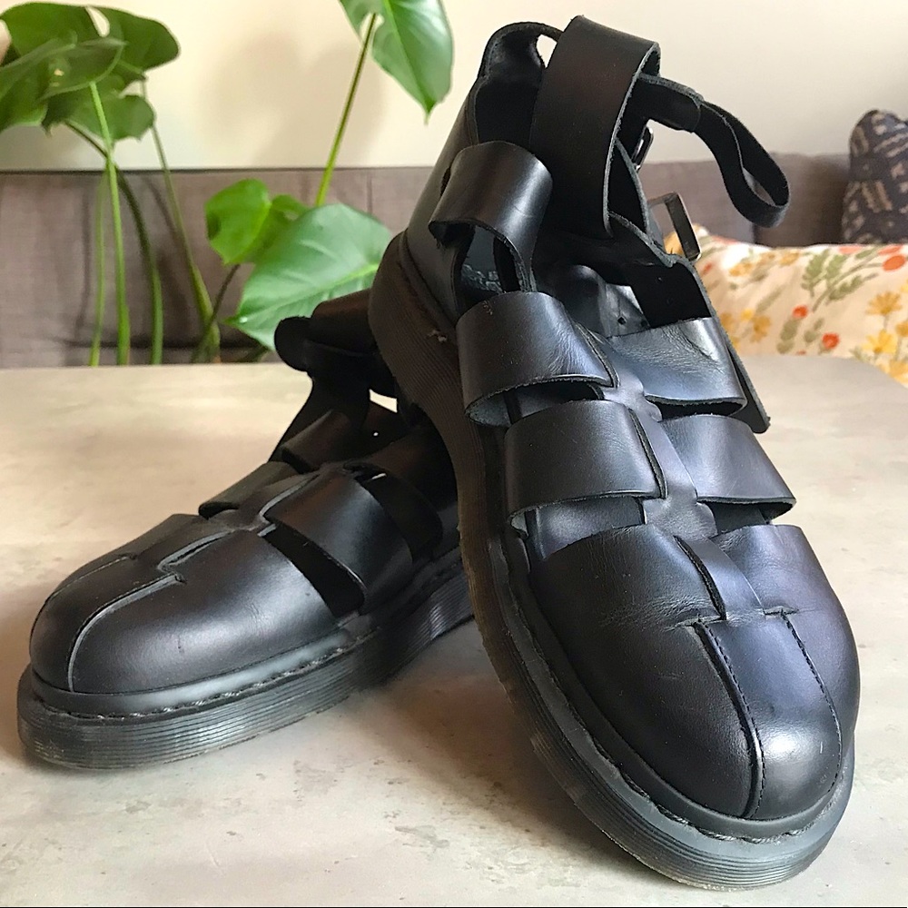Dr. Martens Geraldo Leather Gladiator Sandals - Black